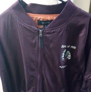 Ring of fire burgundy bomber coat